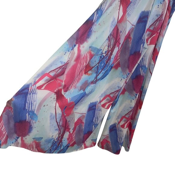 Nylon Apparel Womens Pants Trousers Size Large Multicolor Wide Leg Abstract New - Picture 4 of 12